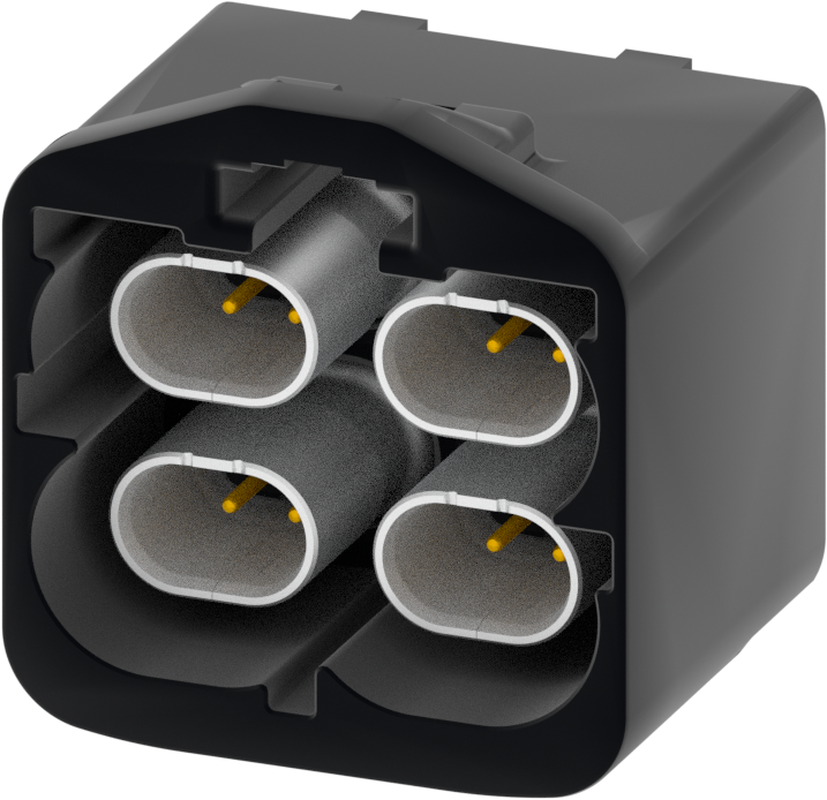 4 Port 2 Row Male H-MTD Jet Black Code A