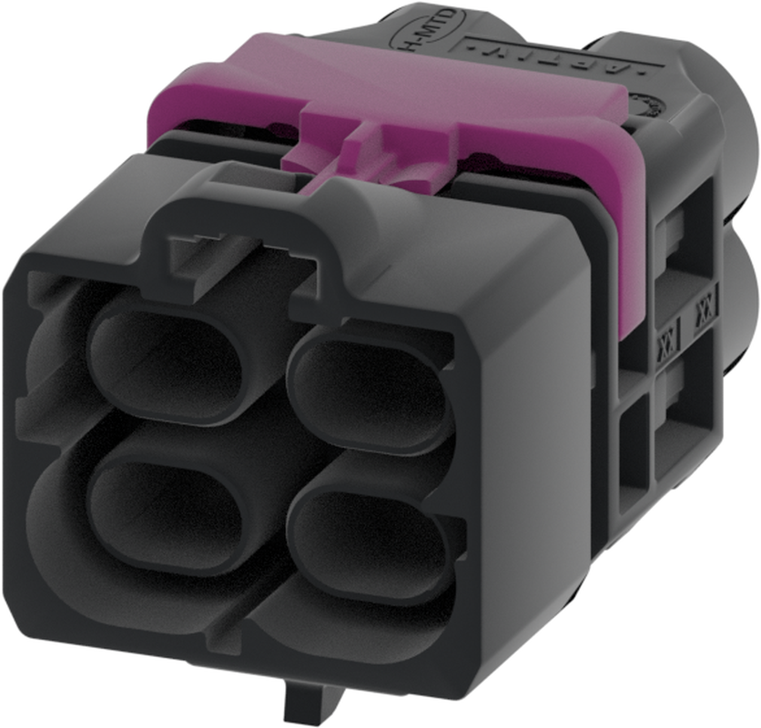 4 Port 2 Row Male H-MTD Black Code A