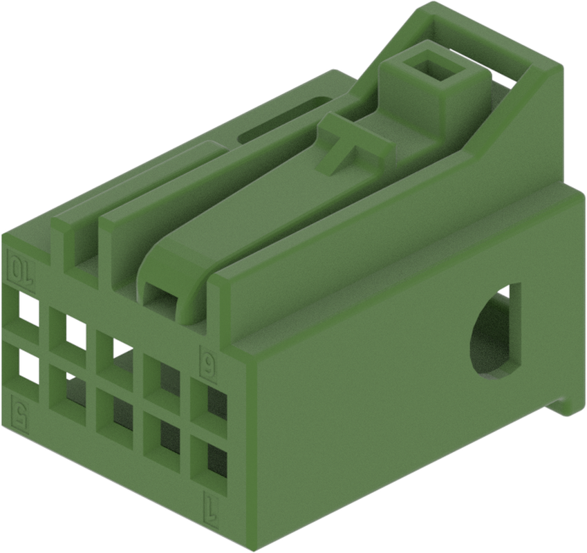 10 Way F MTS 0.64 Unsealed Connector Green